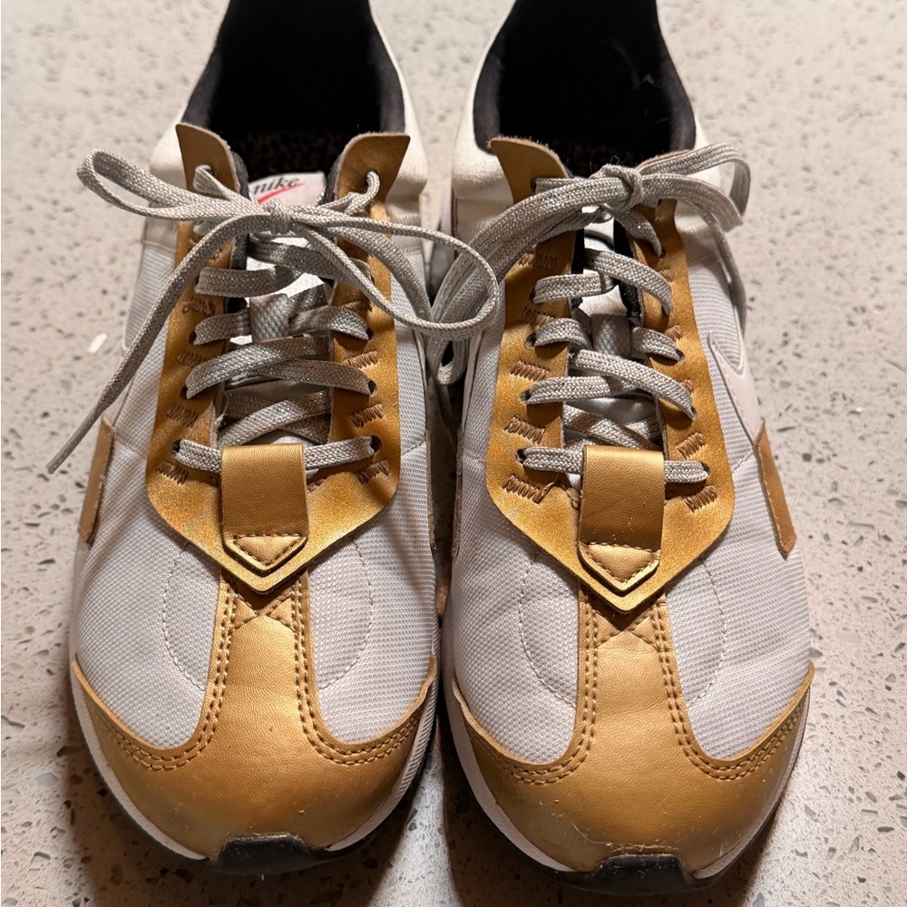 Nike White and Gold Athletic Shoes